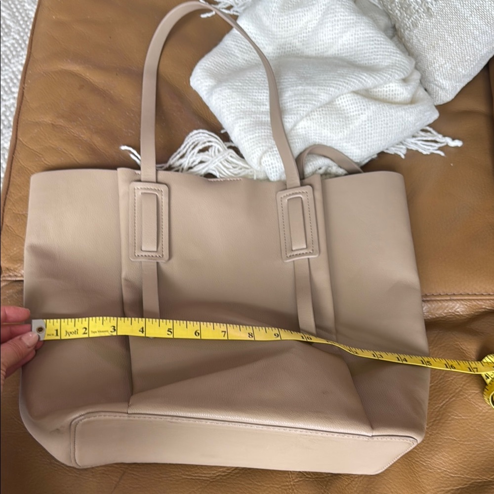 Zara Tan Tote Bag with Structured Design and Double Handles